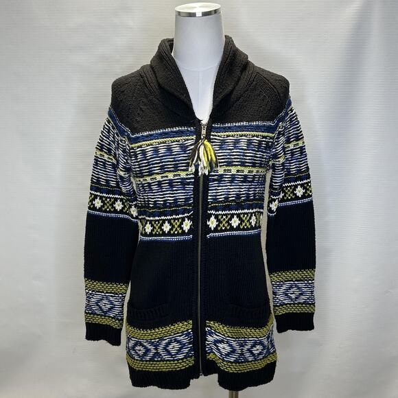 Anthropologie Sparrow Sweater Womens XS Full Zip Cardigan Wool Blend Boho Knit - Picture 3 of 10